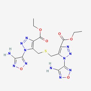 molecular formula C16H18N12O6S B11506637 ethyl 1-(4-amino-1,2,5-oxadiazol-3-yl)-5-[({[1-(4-amino-1,2,5-oxadiazol-3-yl)-4-(ethoxycarbonyl)-1H-1,2,3-triazol-5-yl]methyl}sulfanyl)methyl]-1H-1,2,3-triazole-4-carboxylate 