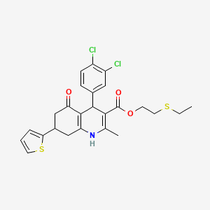 2-(Ethylsulfanyl)ethyl 4-(3,4-dichlorophenyl)-2-methyl-5-oxo-7-(thiophen-2-yl)-1,4,5,6,7,8-hexahydroquinoline-3-carboxylate