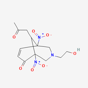 molecular formula C13H17N3O7 B11506694 3-(2-Hydroxyethyl)-1,5-dinitro-9-(2-oxopropyl)-3-azabicyclo[3.3.1]non-7-en-6-one 