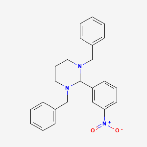 molecular formula C24H25N3O2 B11506711 1,3-Dibenzyl-2-(3-nitrophenyl)-1,3-diazinane 