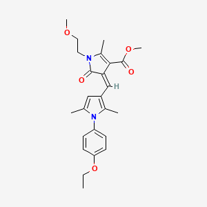 molecular formula C25H30N2O5 B11506739 methyl (4Z)-4-{[1-(4-ethoxyphenyl)-2,5-dimethyl-1H-pyrrol-3-yl]methylidene}-1-(2-methoxyethyl)-2-methyl-5-oxo-4,5-dihydro-1H-pyrrole-3-carboxylate 