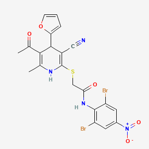 2-{[5-acetyl-3-cyano-4-(furan-2-yl)-6-methyl-1,4-dihydropyridin-2-yl]sulfanyl}-N-(2,6-dibromo-4-nitrophenyl)acetamide