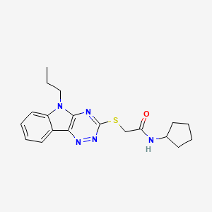 N-Cyclopentyl-2-(9-propyl-9H-1,3,4,9-tetraaza-fluoren-2-ylsulfanyl)-acetamide