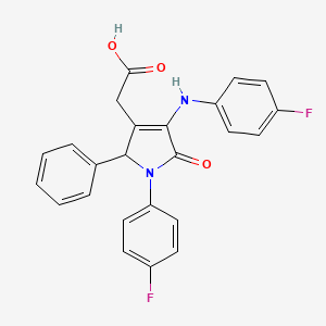 molecular formula C24H18F2N2O3 B11506859 {1-(4-fluorophenyl)-4-[(4-fluorophenyl)amino]-5-oxo-2-phenyl-2,5-dihydro-1H-pyrrol-3-yl}acetic acid 