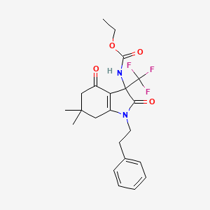 ethyl [6,6-dimethyl-2,4-dioxo-1-(2-phenylethyl)-3-(trifluoromethyl)-2,3,4,5,6,7-hexahydro-1H-indol-3-yl]carbamate