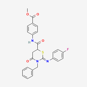 molecular formula C26H22FN3O4S B11506871 methyl 4-[({(2E)-3-benzyl-2-[(4-fluorophenyl)imino]-4-oxo-1,3-thiazinan-6-yl}carbonyl)amino]benzoate 