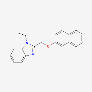 molecular formula C20H18N2O B11506887 1H-Benzoimidazole, 1-ethyl-2-(naphthalen-2-yloxymethyl)- 