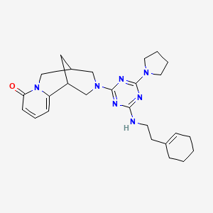 molecular formula C26H35N7O B11506933 3-[4-{[2-(cyclohex-1-en-1-yl)ethyl]amino}-6-(pyrrolidin-1-yl)-1,3,5-triazin-2-yl]-1,2,3,4,5,6-hexahydro-8H-1,5-methanopyrido[1,2-a][1,5]diazocin-8-one 