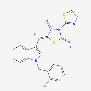 molecular formula C22H15ClN4OS2 B11506939 (5Z)-5-{[1-(2-chlorobenzyl)-1H-indol-3-yl]methylidene}-2-imino-3-(1,3-thiazol-2-yl)-1,3-thiazolidin-4-one 