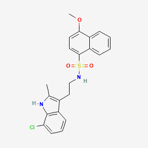 molecular formula C22H21ClN2O3S B11506940 N-[2-(7-chloro-2-methyl-1H-indol-3-yl)ethyl]-4-methoxynaphthalene-1-sulfonamide 