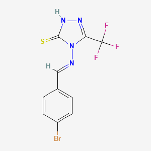 molecular formula C10H6BrF3N4S B11506953 4-[(4-Bromo-benzylidene)-amino]-5-trifluoromethyl-4H-[1,2,4]triazole-3-thiol 