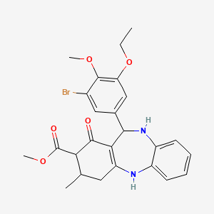 molecular formula C25H27BrN2O5 B11506996 methyl 11-(3-bromo-5-ethoxy-4-methoxyphenyl)-3-methyl-1-oxo-2,3,4,5,10,11-hexahydro-1H-dibenzo[b,e][1,4]diazepine-2-carboxylate 