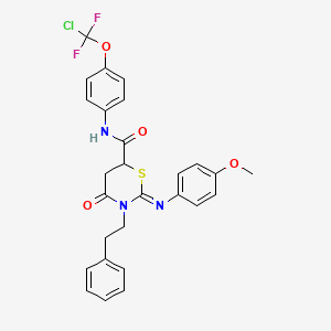 molecular formula C27H24ClF2N3O4S B11507008 (2E)-N-{4-[chloro(difluoro)methoxy]phenyl}-2-[(4-methoxyphenyl)imino]-4-oxo-3-(2-phenylethyl)-1,3-thiazinane-6-carboxamide 