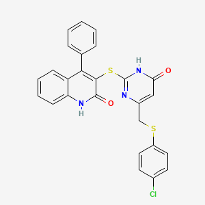 3-[(4-{[(4-chlorophenyl)sulfanyl]methyl}-6-hydroxypyrimidin-2-yl)sulfanyl]-4-phenylquinolin-2(1H)-one