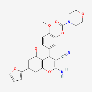 molecular formula C26H25N3O7 B11507028 5-[2-amino-3-cyano-7-(furan-2-yl)-5-oxo-5,6,7,8-tetrahydro-4H-chromen-4-yl]-2-methoxyphenyl morpholine-4-carboxylate 