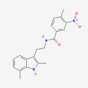 molecular formula C20H21N3O3 B11507029 N-[2-(2,7-dimethyl-1H-indol-3-yl)ethyl]-4-methyl-3-nitrobenzamide 