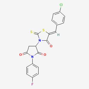 molecular formula C20H12ClFN2O3S2 B11507040 3-[(5Z)-5-(4-chlorobenzylidene)-4-oxo-2-thioxo-1,3-thiazolidin-3-yl]-1-(4-fluorophenyl)pyrrolidine-2,5-dione 