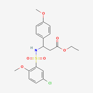 molecular formula C19H22ClNO6S B11507041 Ethyl 3-{[(5-chloro-2-methoxyphenyl)sulfonyl]amino}-3-(4-methoxyphenyl)propanoate 