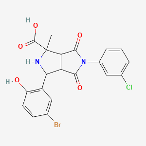 molecular formula C20H16BrClN2O5 B11507060 3-(5-Bromo-2-hydroxyphenyl)-5-(3-chlorophenyl)-1-methyl-4,6-dioxooctahydropyrrolo[3,4-c]pyrrole-1-carboxylic acid 