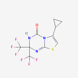 molecular formula C10H7F6N3OS B11507063 6-Cyclopropyl-2,2-bis-trifluoromethyl-2,3-dihydro-thiazolo[3,2-a][1,3,5]triazin-4-one 