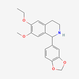 molecular formula C19H21NO4 B11507070 1-(1,3-Benzodioxol-5-yl)-6-ethoxy-7-methoxy-1,2,3,4-tetrahydroisoquinoline 