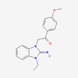 molecular formula C18H19N3O2 B11507083 2-(3-ethyl-2-imino-2,3-dihydro-1H-benzimidazol-1-yl)-1-(4-methoxyphenyl)ethanone 