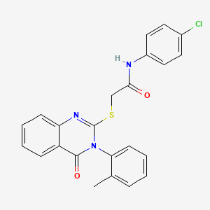 molecular formula C23H18ClN3O2S B11507091 N-(4-chlorophenyl)-2-{[3-(2-methylphenyl)-4-oxo-3,4-dihydroquinazolin-2-yl]sulfanyl}acetamide 