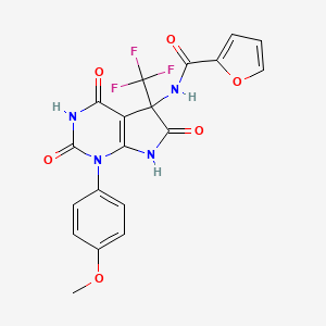 molecular formula C19H13F3N4O6 B11507093 N-[1-(4-methoxyphenyl)-2,4,6-trioxo-5-(trifluoromethyl)-2,3,4,5,6,7-hexahydro-1H-pyrrolo[2,3-d]pyrimidin-5-yl]furan-2-carboxamide 