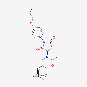 molecular formula C26H34N2O4 B11507101 N-[(Adamantan-1-YL)methyl]-N-[2,5-dioxo-1-(4-propoxyphenyl)pyrrolidin-3-YL]acetamide 