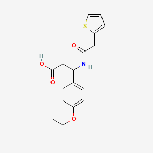 molecular formula C18H21NO4S B11507129 3-[4-(Propan-2-yloxy)phenyl]-3-[(thiophen-2-ylacetyl)amino]propanoic acid 