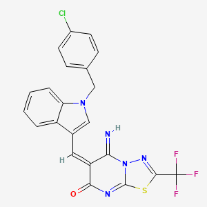 (6E)-6-{[1-(4-chlorobenzyl)-1H-indol-3-yl]methylidene}-5-imino-2-(trifluoromethyl)-5,6-dihydro-7H-[1,3,4]thiadiazolo[3,2-a]pyrimidin-7-one