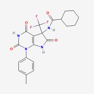 molecular formula C21H21F3N4O4 B11507164 N-[1-(4-methylphenyl)-2,4,6-trioxo-5-(trifluoromethyl)-2,3,4,5,6,7-hexahydro-1H-pyrrolo[2,3-d]pyrimidin-5-yl]cyclohexanecarboxamide 