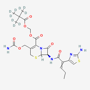 [3,3,3-trideuterio-2,2-bis(trideuteriomethyl)propanoyl]oxymethyl (6R,7R)-7-[2-(2-amino-1,3-thiazol-4-yl)pent-2-enoylamino]-3-(carbamoyloxymethyl)-8-oxo-5-thia-1-azabicyclo[4.2.0]oct-2-ene-2-carboxylate