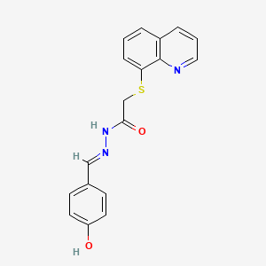 N'-[(E)-(4-hydroxyphenyl)methylidene]-2-(quinolin-8-ylsulfanyl)acetohydrazide