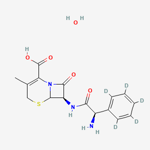 molecular formula C₁₆H₁₄D₅N₃O₅S B1150718 (7R)-7-[[(2R)-2-amino-2-(2,3,4,5,6-pentadeuteriophenyl)acetyl]amino]-3-methyl-8-oxo-5-thia-1-azabicyclo[4.2.0]oct-2-ene-2-carboxylic acid;hydrate 
