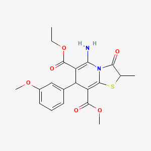 6-ethyl 8-methyl 5-amino-7-(3-methoxyphenyl)-2-methyl-3-oxo-2,3-dihydro-7H-[1,3]thiazolo[3,2-a]pyridine-6,8-dicarboxylate