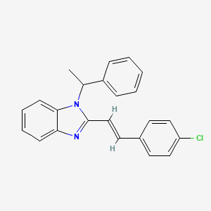 molecular formula C23H19ClN2 B11507195 2-[(E)-2-(4-chlorophenyl)ethenyl]-1-(1-phenylethyl)-1H-benzimidazole 