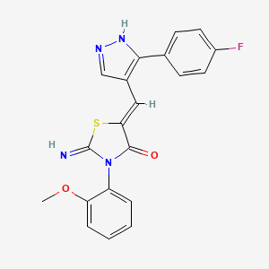 (5Z)-5-{[3-(4-fluorophenyl)-1H-pyrazol-4-yl]methylidene}-2-imino-3-(2-methoxyphenyl)-1,3-thiazolidin-4-one