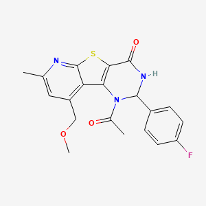 3-acetyl-4-(4-fluorophenyl)-13-(methoxymethyl)-11-methyl-8-thia-3,5,10-triazatricyclo[7.4.0.02,7]trideca-1(13),2(7),9,11-tetraen-6-one