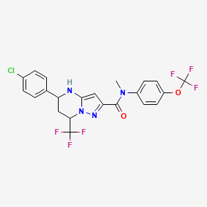 molecular formula C22H17ClF6N4O2 B11507241 5-(4-chlorophenyl)-N-methyl-N-[4-(trifluoromethoxy)phenyl]-7-(trifluoromethyl)-4,5,6,7-tetrahydropyrazolo[1,5-a]pyrimidine-2-carboxamide 