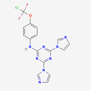 molecular formula C16H11ClF2N8O B11507279 N-[4-(Chlorodifluoromethoxy)phenyl]-4,6-bis(1H-imidazol-1-YL)-1,3,5-triazin-2-amine 