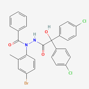 molecular formula C28H21BrCl2N2O3 B11507291 N'-[2,2-bis(4-chlorophenyl)-2-hydroxyacetyl]-N-(4-bromo-2-methylphenyl)benzohydrazide 