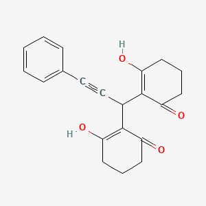 molecular formula C21H20O4 B11507299 2,2'-(1-Phenylprop-1-yne-3,3-diyl)bis(3-hydroxycyclohex-2-en-1-one) 