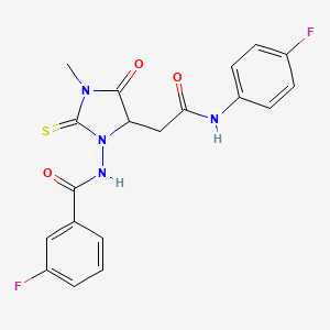 3-fluoro-N-(5-{2-[(4-fluorophenyl)amino]-2-oxoethyl}-3-methyl-4-oxo-2-thioxoimidazolidin-1-yl)benzamide