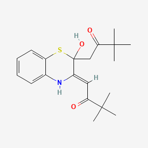 molecular formula C20H27NO3S B11507401 1-[2-(3,3-Dimethyl-2-oxo-butyl)-2-hydroxy-4H-benzo[1,4]thiazin-3-ylidene]-3,3-dimethyl-butan-2-one 