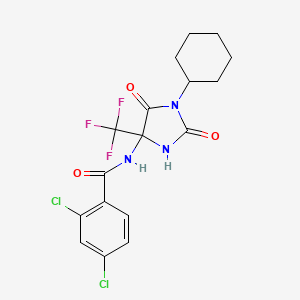 molecular formula C17H16Cl2F3N3O3 B11507417 2,4-dichloro-N-[1-cyclohexyl-2,5-dioxo-4-(trifluoromethyl)imidazolidin-4-yl]benzamide 