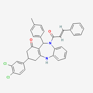 3-(3,4-dichlorophenyl)-11-(4-methylphenyl)-10-[(2E)-3-phenylprop-2-enoyl]-2,3,4,5,10,11-hexahydro-1H-dibenzo[b,e][1,4]diazepin-1-one