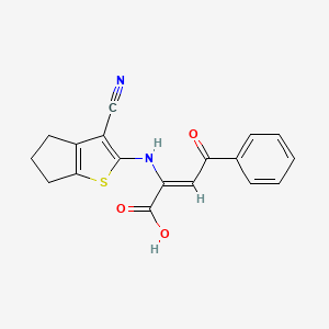 molecular formula C18H14N2O3S B11507450 (2Z)-2-[(3-cyano-5,6-dihydro-4H-cyclopenta[b]thiophen-2-yl)amino]-4-oxo-4-phenylbut-2-enoic acid 