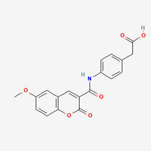 molecular formula C19H15NO6 B11507464 (4-{[(6-methoxy-2-oxo-2H-chromen-3-yl)carbonyl]amino}phenyl)acetic acid 