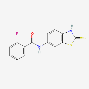 molecular formula C14H9FN2OS2 B11507498 2-fluoro-N-(2-thioxo-2,3-dihydro-1,3-benzothiazol-6-yl)benzamide 